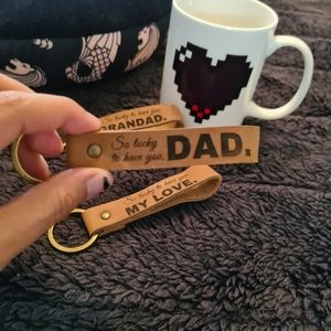 Dad Gift Keychain Ring Cowhide Leather | Christmas Gift for Father Daddy